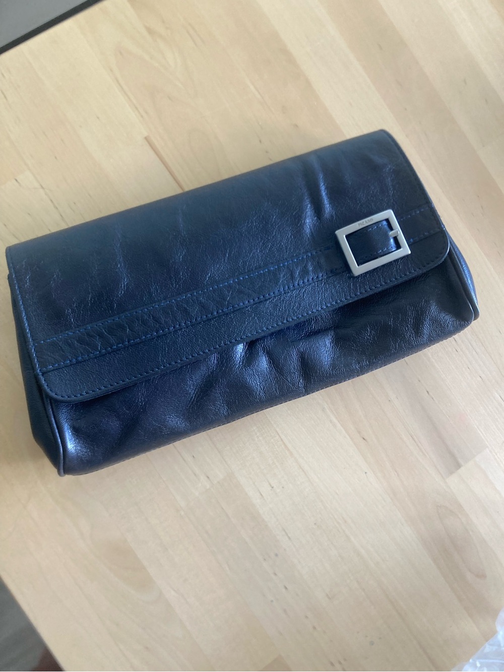 Picard Black Leather Flap Clutch